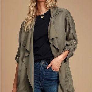Lulu’s Lucky Break Olive Oversized Jacket